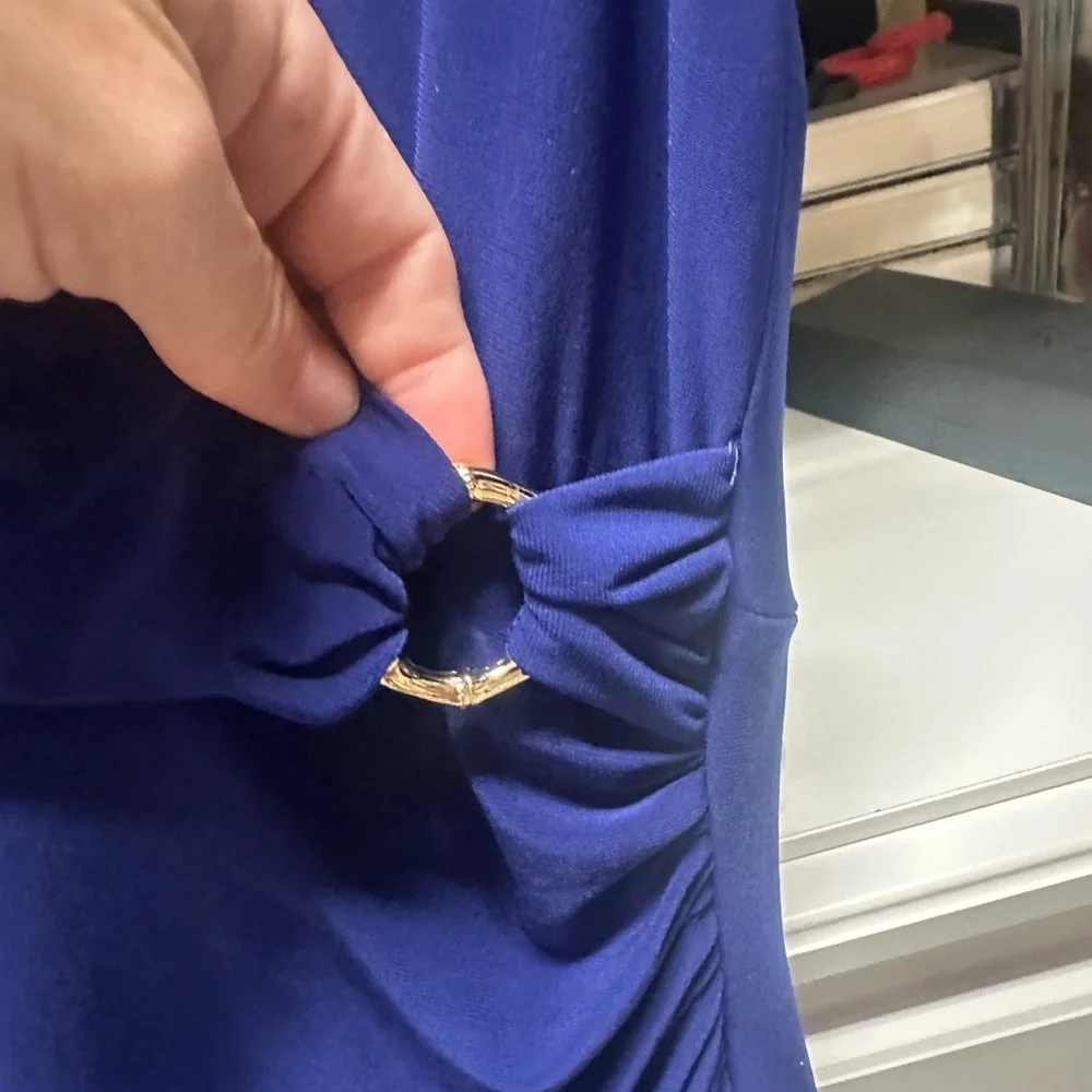 Lauren Ralph Lauren Blue Ruched Sheath Midi Dress - Picture 4 of 5
